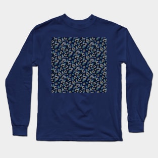 Blue Dotted Animal Print Long Sleeve T-Shirt